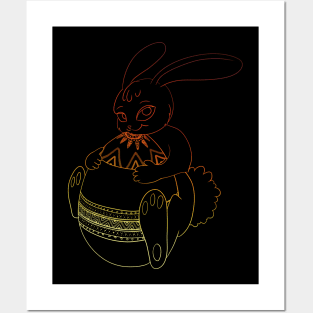 Easter bunny with egg in sunset colours Posters and Art